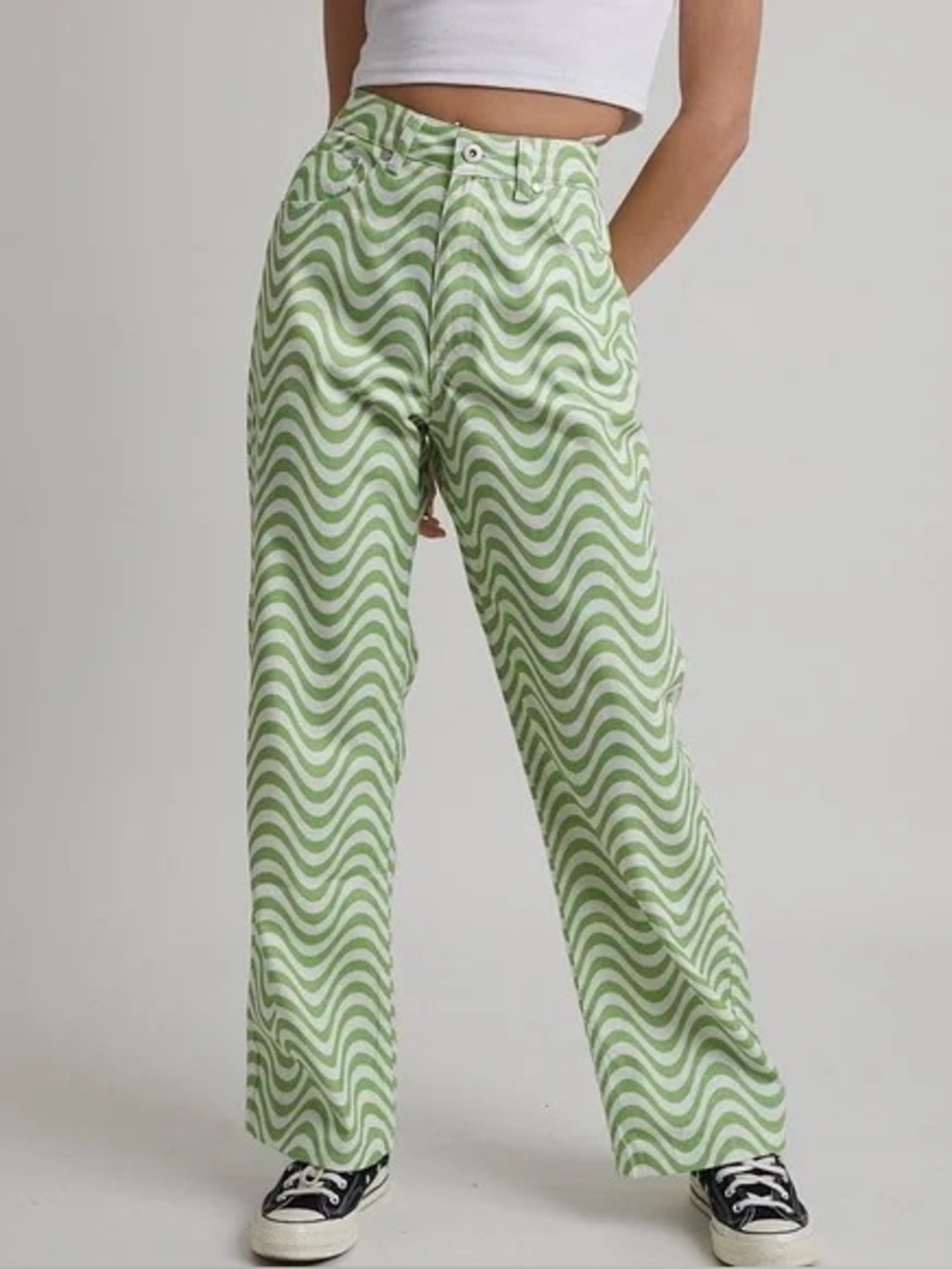 The Ragged Priest Green Wave Dad Jeans